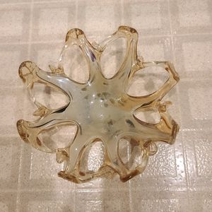 Vintage Art Glass Bowl Free Form Open Work